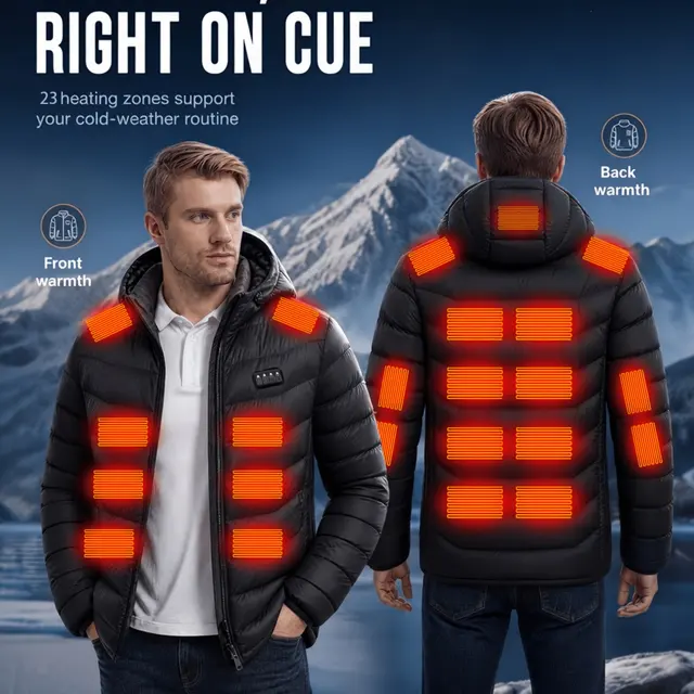 Veste chauffante USB à capuche amovible