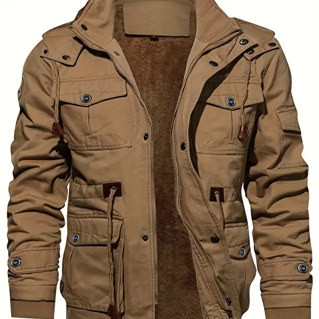 Veste polaire homme à capuche et multipoches