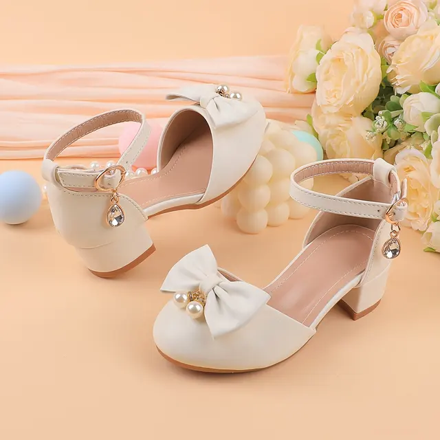 Chaussures blanches enfant à nœud pour cérémonie
