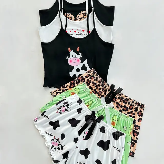 Lot de pyjamas imprimés à caraco et short