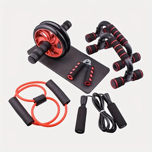 Kit fitness compact sept pièces avec roue abdominale