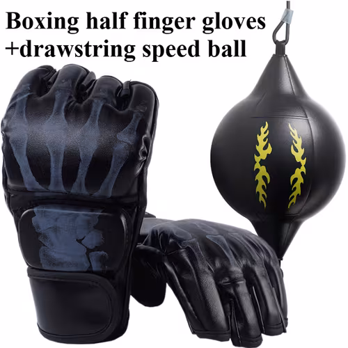 Ensemble ballon de boxe suspendu et gants